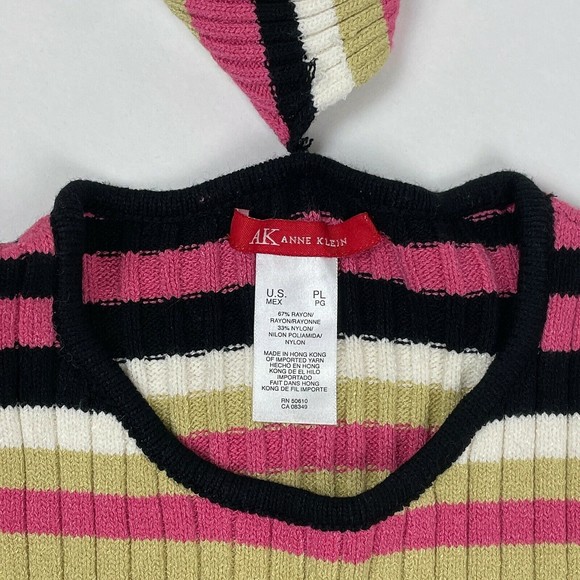 NWT Anne Klein Women's Petite Large Neapolitan Striped Rib Knit Sweater w/ Scarf - Picture 8 of 10